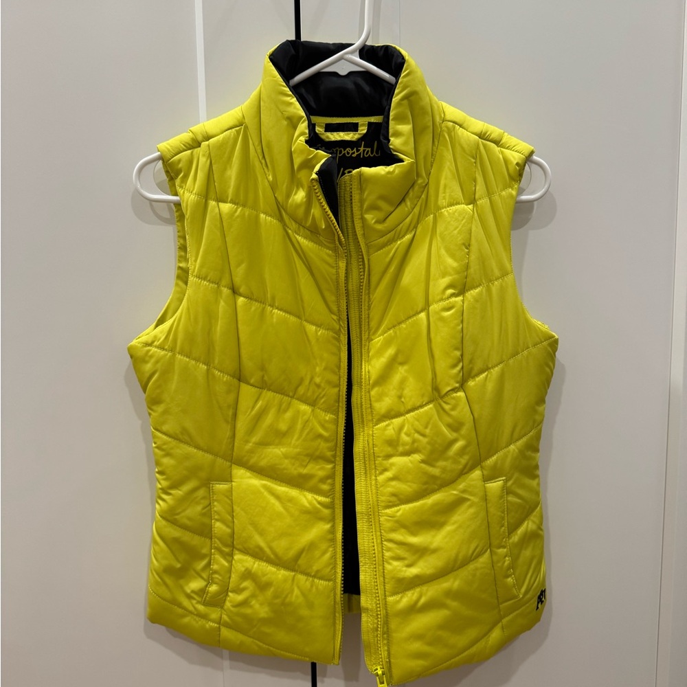 Aeropostale Women's Bright Yellow Quilted Vest
